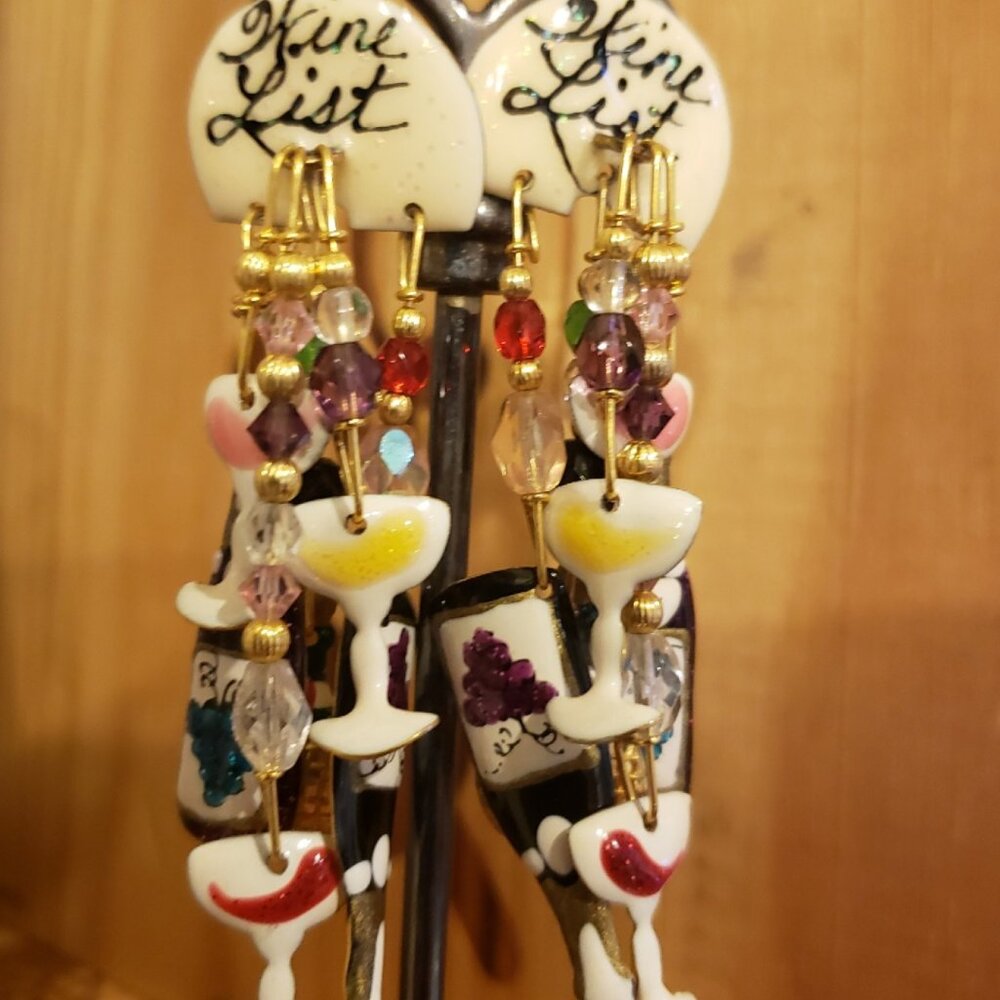 Lunch at the Ritz - Vintage WINE LIST Earrings